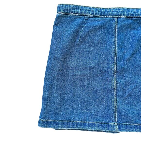 Brandy Melville Denim Mini Skirt Women Junior Medium Blue Jean Button Up Pockets - Picture 5 of 8